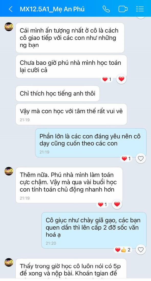 phản hồi của phụ huynh